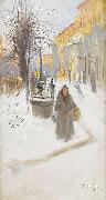 Alf Wallander Artillerigatan in Winter Dress oil painting artist